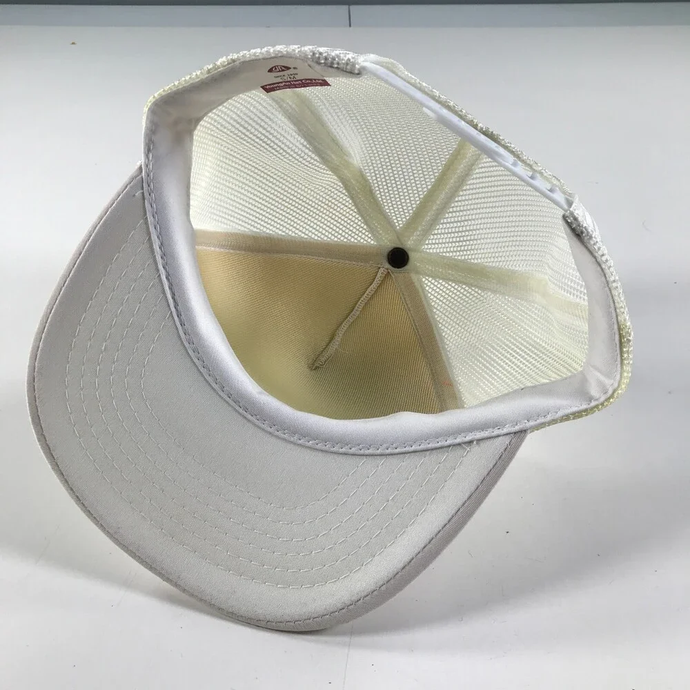 Vintage Trucker Hat Youth Size White Flat Brim YoungAn Snapback Mesh Dome